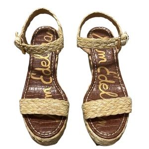 Sam Edelman Women's Deena Raffia Wedge Heel Platform Sandals Size 9